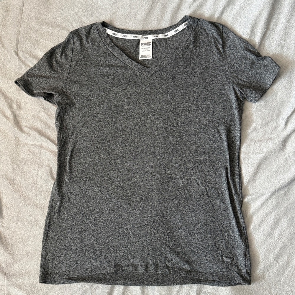 PINK Victoria's Secret Sleep Shirt Women Small Gray Heathered V-Neck